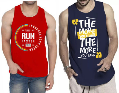Restore Printed Men Scoop Neck Red, Blue, Multicolor T-Shirt