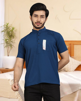 METRONAUT Solid Men Round Neck Blue T-Shirt