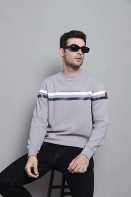 DAVNO Solid Men Round Neck Grey T-Shirt