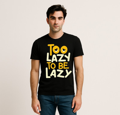 Be Crazyy Graphic Print Men Round Neck Black T-Shirt