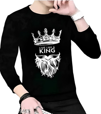 JSIYA Printed Men Round Neck Black T-Shirt