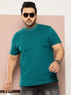 Sztori Solid Men Round Neck Green T-Shirt