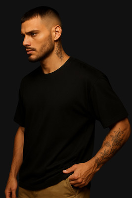 Kapda Culture Solid Men Round Neck Black T-Shirt