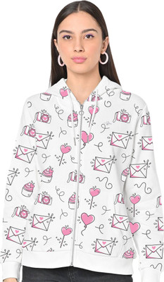 VOSIMO Graphic Print Women Hooded Neck White T-Shirt