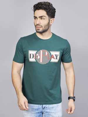 BE POSITIVE Printed Men Round Neck Dark Green T-Shirt