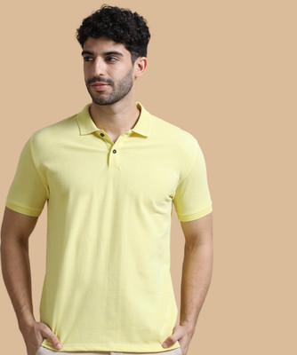 Republic Solid Men Polo Neck Yellow T-Shirt