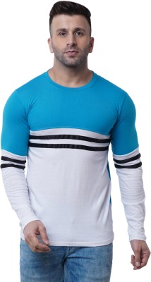 Zoby Striped Men Round Neck Blue T-Shirt