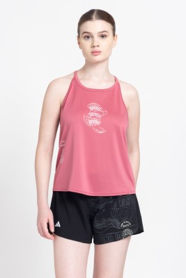 ADIDAS Printed Women Round Neck Pink T-Shirt