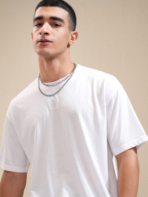 HIGHLANDER Solid Men Round Neck White T-Shirt
