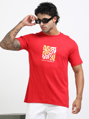 Chill Factor Printed Men Round Neck Red T-Shirt