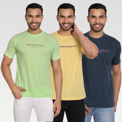 Zeffit Printed Men Round Neck Blue, Yellow, Light Green T-Shirt
