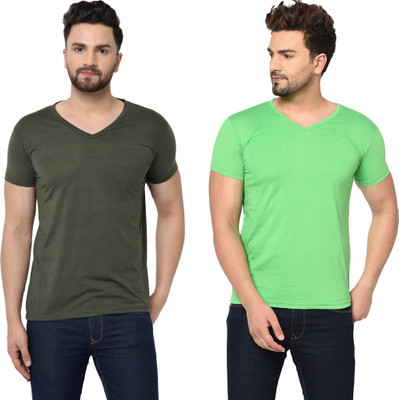 Adorbs Trend Solid Men V Neck Multicolor T-Shirt