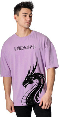 Leotude Printed Men Round Neck Purple T-Shirt