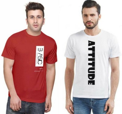 Madhav Creation Printed Men Round Neck Red, White T-Shirt