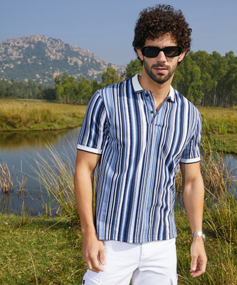 CAMPUS SUTRA Striped Men Polo Neck Multicolor T-Shirt