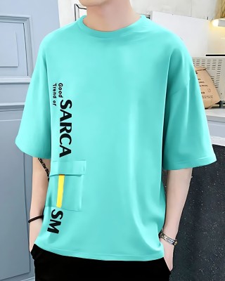 FAOES Typography Men Round Neck Light Green T-Shirt