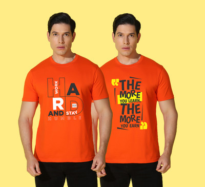 WOOSTRO Printed Men Round Neck Multicolor T-Shirt