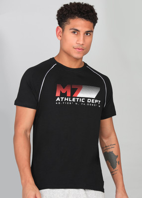 M7 By Metronaut Printed Men Round Neck Black T-Shirt