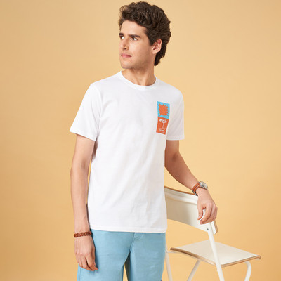 Urban Ranger by Pantaloons Solid Men Round Neck White T-Shirt