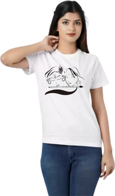 Zenloop Styles Printed Women Round Neck White T-Shirt
