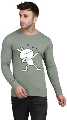 TEEFOX Printed Men Round Neck Light Green T-Shirt