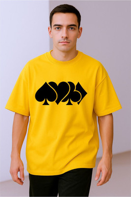 BLOSSOMTRADER Printed Men Round Neck Yellow T-Shirt