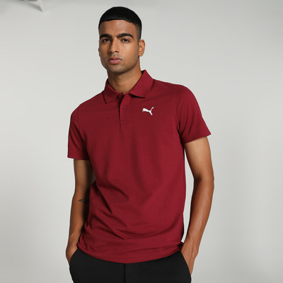PUMA Solid Men Polo Neck Maroon T-Shirt