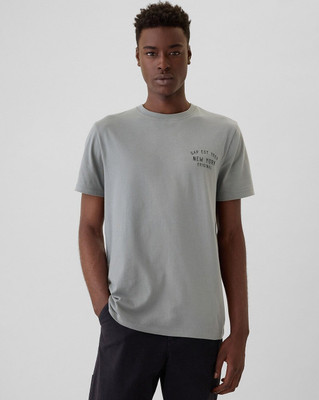 GAP Graphic Print Men Round Neck Grey T-Shirt