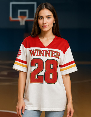 JUNEBERRY Printed Women Round Neck Red T-Shirt