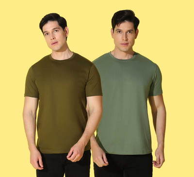 WOOSTRO Solid Men Round Neck Multicolor T-Shirt