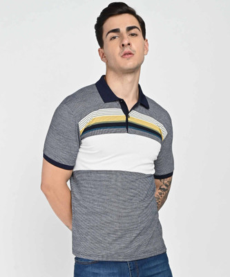 defacto Striped Men Polo Neck Multicolor T-Shirt