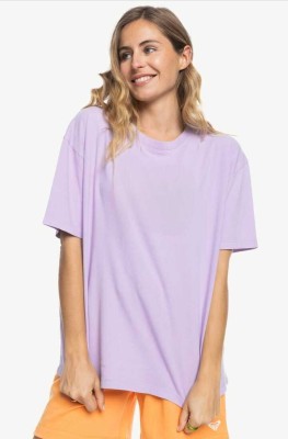 NWH Solid Women Round Neck Purple T-Shirt