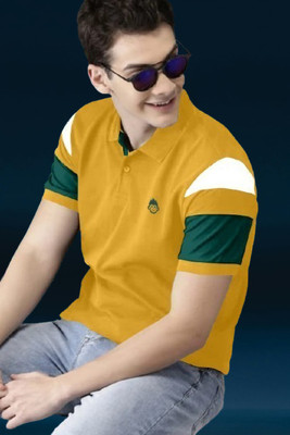 NVK Colorblock Men Polo Neck Reversible Yellow T-Shirt