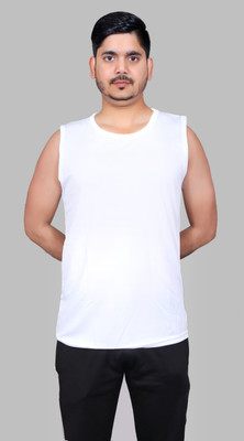geetaffashion Solid Men Round Neck White T-Shirt