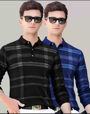TEEMEX Striped Men Henley Neck Multicolor T-Shirt