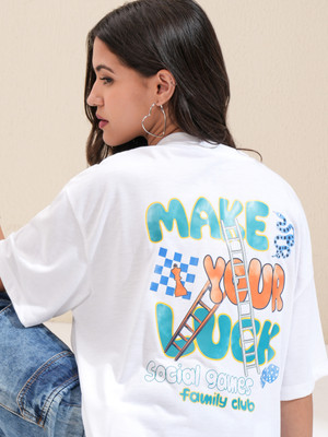 Tokyo Talkies Printed Women Round Neck White T-Shirt