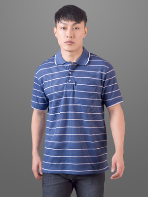 INVICTUS Self Design Men Polo Neck Blue T-Shirt