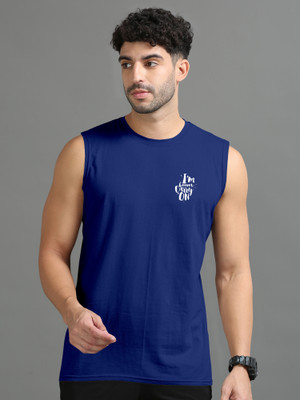 Triptee Printed Men Round Neck Dark Blue T-Shirt
