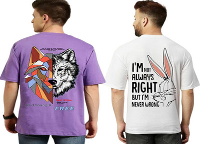 xpecto style Graphic Print Men Round Neck Purple, White T-Shirt