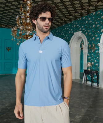 CAMPUS SUTRA Solid Men Polo Neck Blue T-Shirt