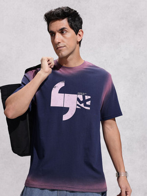 WROGN Printed Men Round Neck Blue T-Shirt