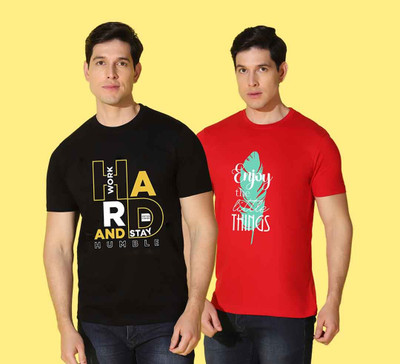 WOOSTRO Graphic Print Men Round Neck Multicolor T-Shirt