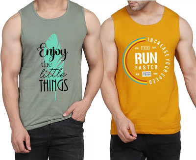 WOOSTRO Printed Men Round Neck Light Green, Yellow, White T-Shirt
