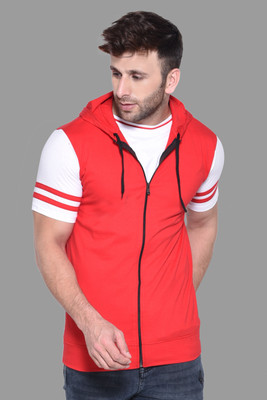 Trendfull Colorblock Men Hooded Neck Red T-Shirt
