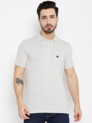 DUKE Solid Men Polo Neck Grey T-Shirt