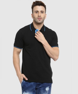 SCOTT INTERNATIONAL Solid Men Polo Neck Black T-Shirt