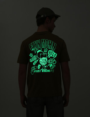 FLYING MACHINE Graphic Print Men Round Neck Brown T-Shirt