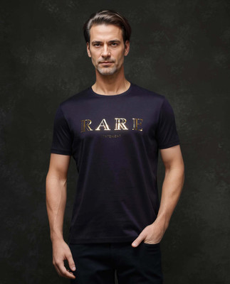 RARE RABBIT Graphic Print Men Crew Neck Dark Blue T-Shirt