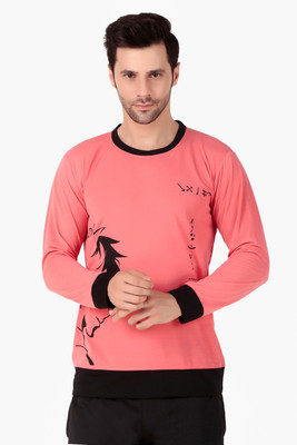 R ROCKIN TEES Printed Men Round Neck Pink T-Shirt