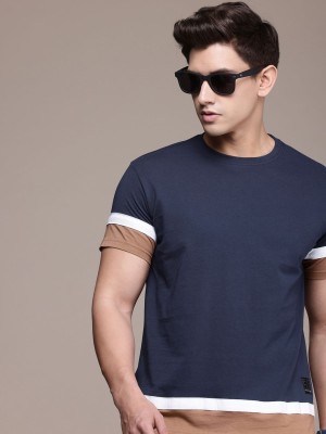 French Connection Solid Men Round Neck Blue T-Shirt